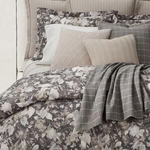 Ralph Lauren Avery Duvet Cover King Gray Charcoal Heather Floral $500 NEW NWT